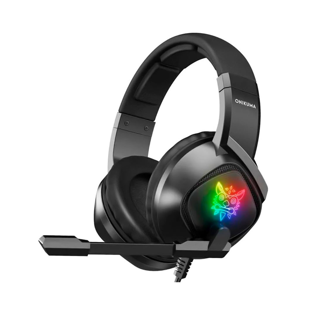 Audífonos gamer Onikuma K19 negro con luz RGB LED