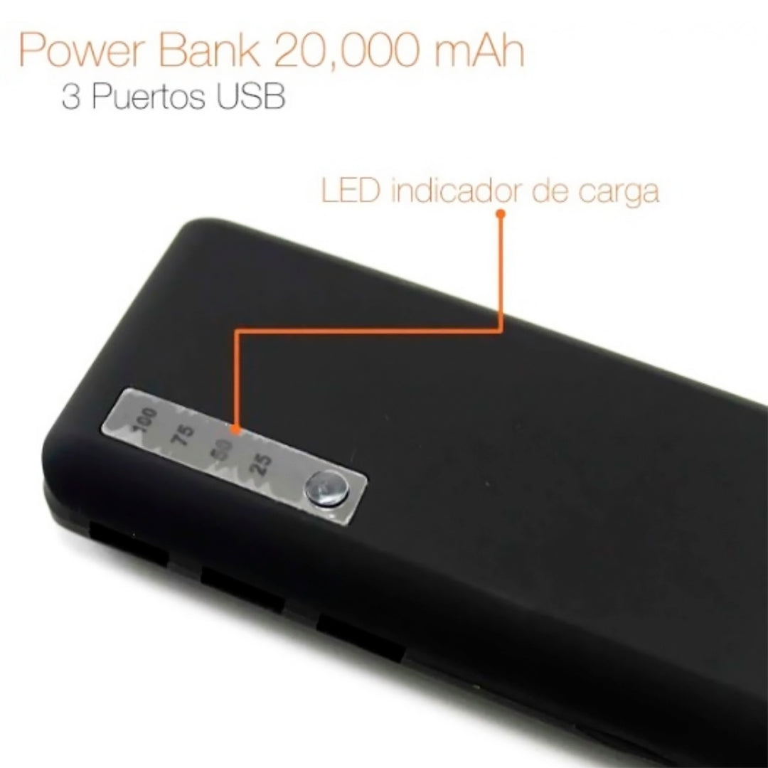 Batería De Respaldo 22,000 Mah, Con Lampara Led Y Estrobo